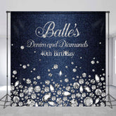 Lofaris Denim Diamond Silver Custom Name Birthday Backdrop